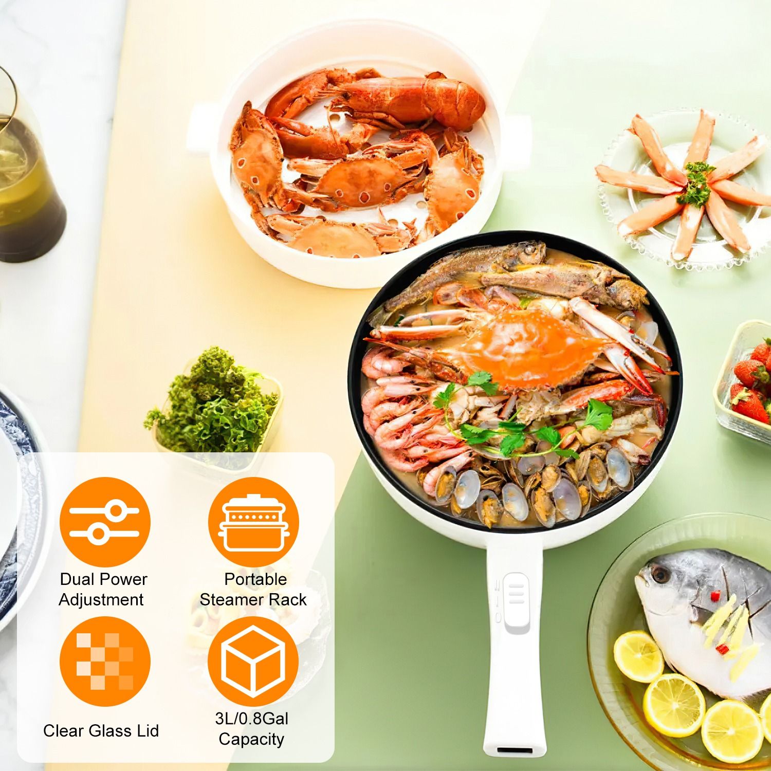 Hot Pot Portable Dual - Olla eléctrica para cocinar fideos, sartén