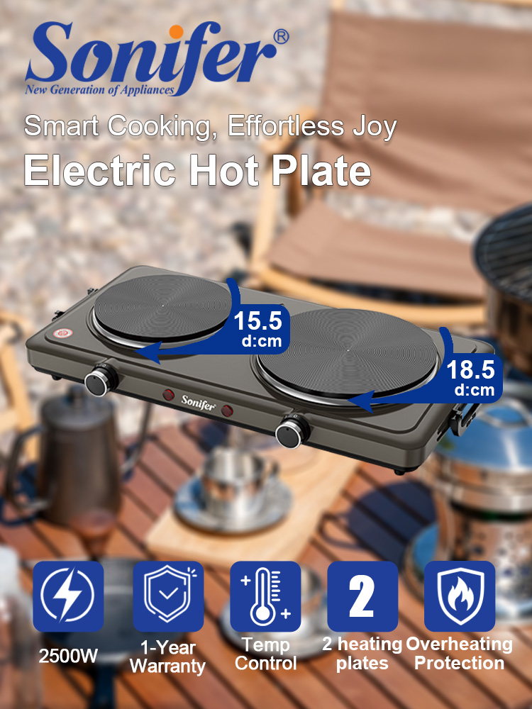 Hot Pot Portable Dual - Placa Calefactora Eléctrica Doble Sonifer SF-3071