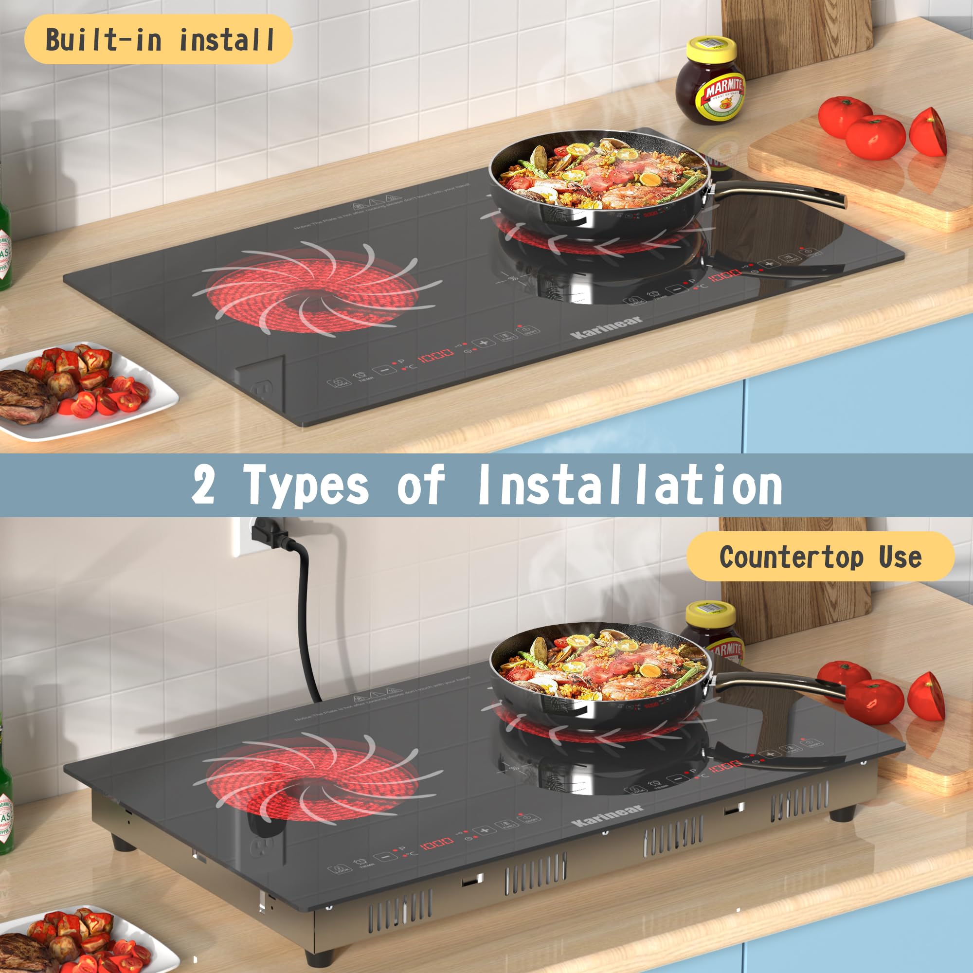 Karinear 2 Brenner Cocina Eléc - Hot Pot Portable Dual reseña y precio