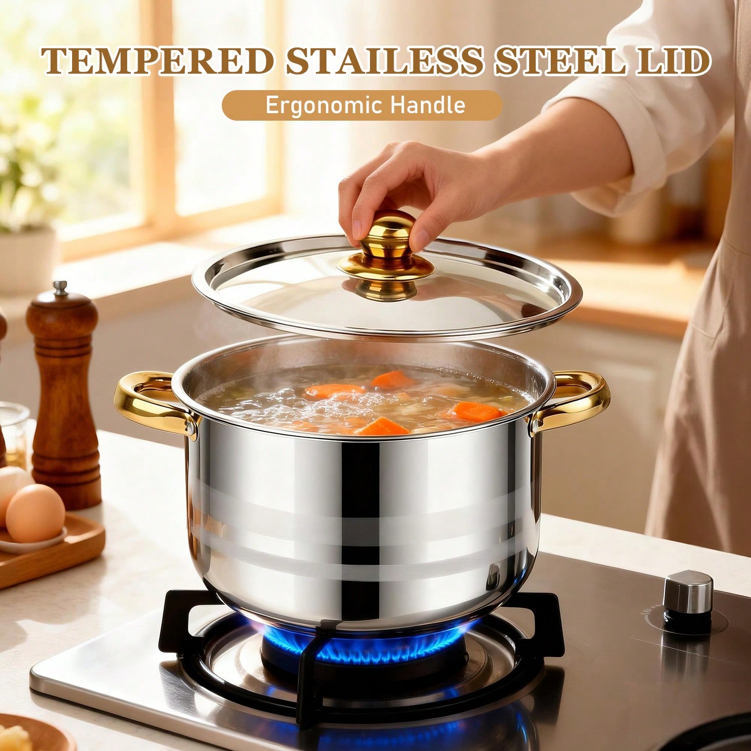 Juego de ollas de acero inoxid - Home Cooking Utensils reseña y precio